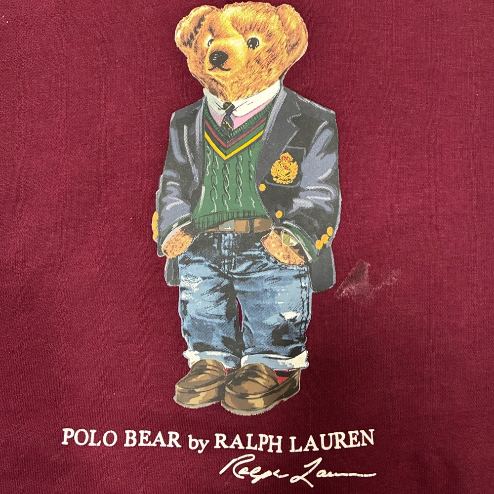 Ralph Lauren Polo Bear Crewneck Sweatshirt - Maroon with Multicolor Bear